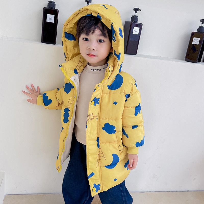 2022 New Girls Boys Down Jacket Winter Coats Children Clothes Hooded Windbreaker Coat For Kids 2-7 Years Cotton Warm Outerwear