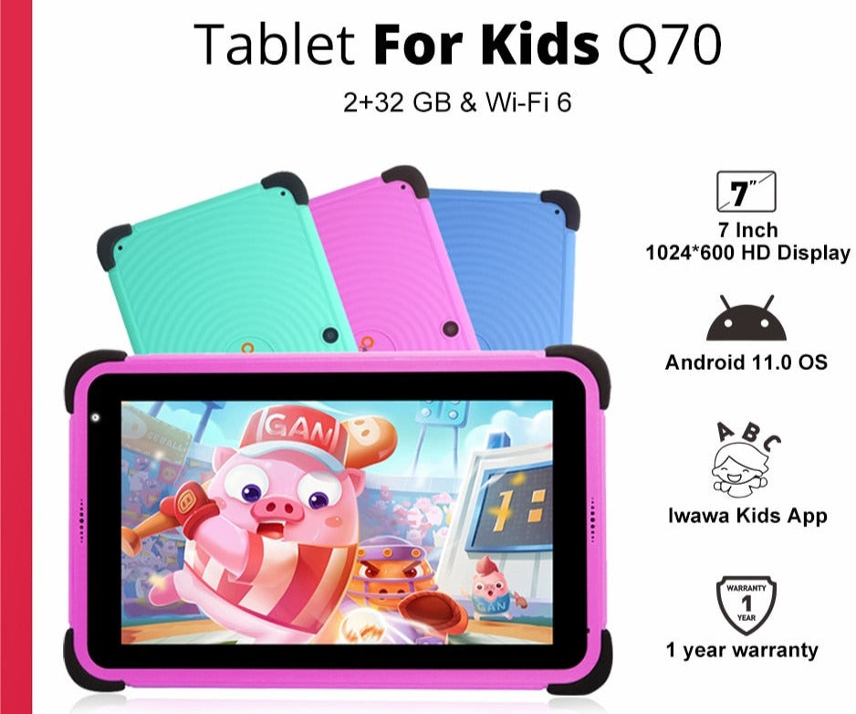 Kids Tablet Android 11 2GB 32GB Quad Core WIFI6 Google Play Children Tablets for Kiddies Educational Gift 3000mAh Q7