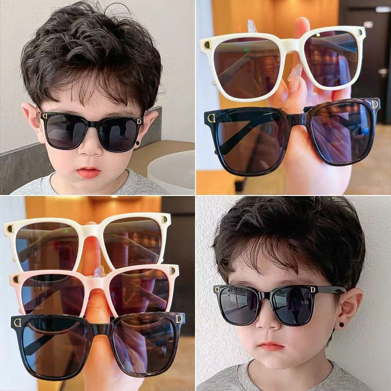 New Square Frame Children's Sunglasses Vintage Sunscreen Glasses Black Children's goggles UV400 Eyewear