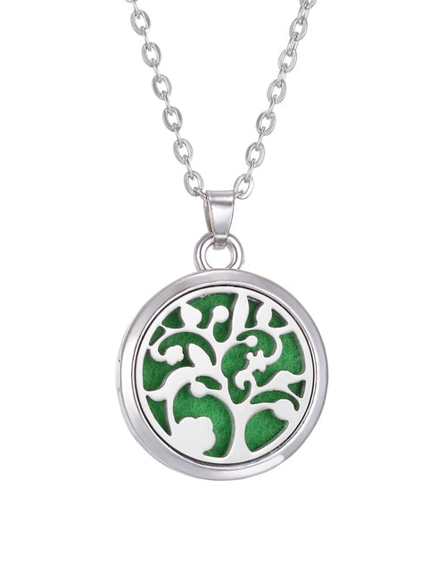 Load image into Gallery viewer, Tree of Life Aromatherapy Necklace Perfume Essential Oil Diffuser Open Stainless Steel  Locket Pendant Aroma Diffuser Necklace
