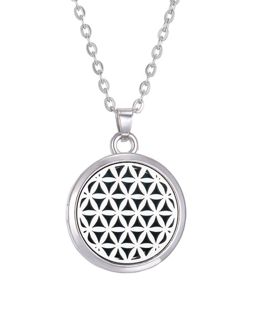 Load image into Gallery viewer, Tree of Life Aromatherapy Necklace Perfume Essential Oil Diffuser Open Stainless Steel  Locket Pendant Aroma Diffuser Necklace
