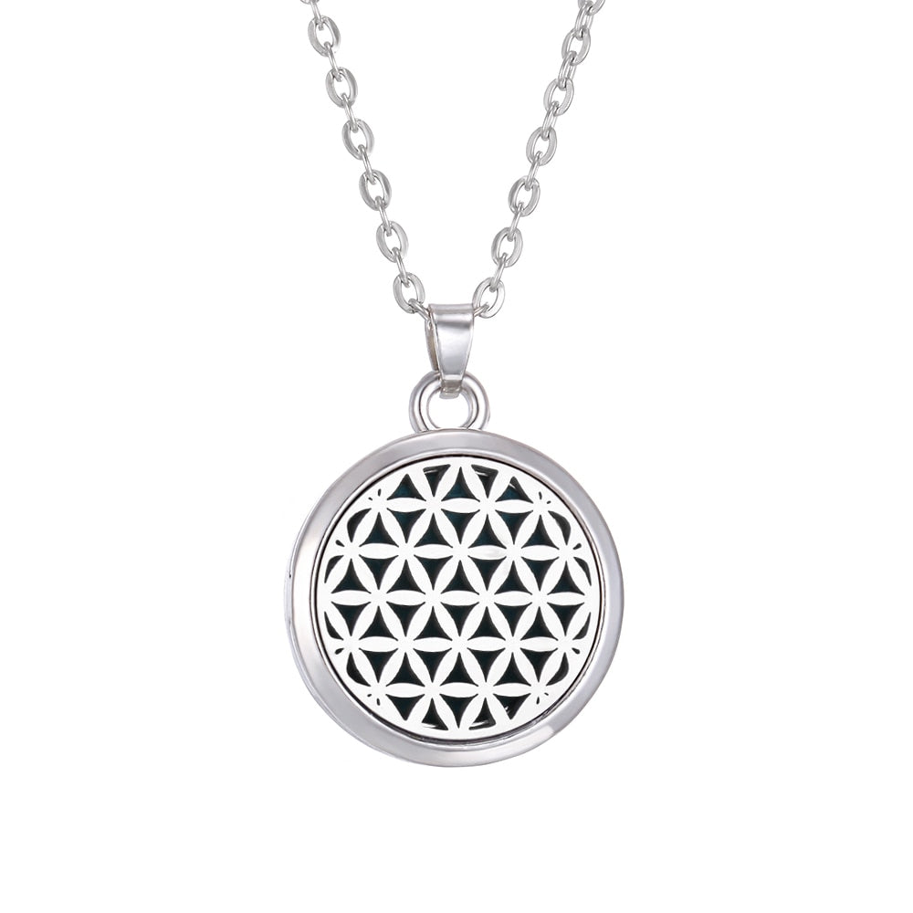 Tree of Life Aromatherapy Necklace Perfume Essential Oil Diffuser Open Stainless Steel  Locket Pendant Aroma Diffuser Necklace