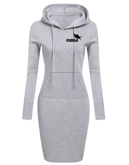 Load image into Gallery viewer, 2022 Spring Autumn Sweatshirt Long-Sleeved Dress Woman Clothing Hooded Collar Pocket Simple Casual Lady Dress Sweatshirt
