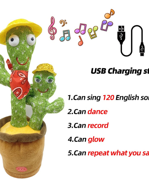 Load image into Gallery viewer, Dancing Cactus Toy Repeat Talking USB Charging Can Sing Record Cactus Bailarín Dansant Kids Education Toys Birthday Present
