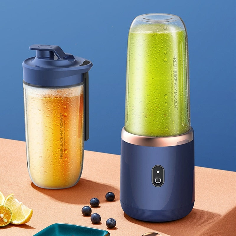 6 Blades Portable Juicer Cup Juicer Fruit Juice Cup Automatic Small Electric Juicer Smoothie Blender Ice CrushCup Food Processor