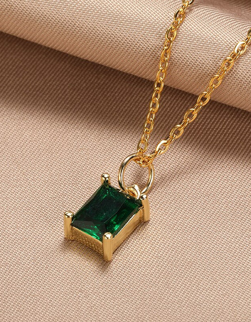 Load image into Gallery viewer, Korean Square Zircon Stone Pendant Necklaces  Color Stainless Steel Multicolor Crystal Necklaces Choker  collares para mujer
