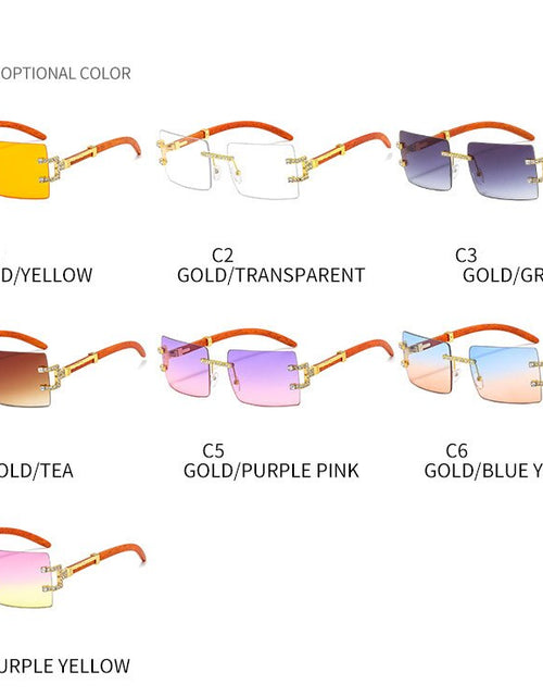 Load image into Gallery viewer, Wood Printting Square Purple Sunglasses Women 2022 Brand Designer Trending Gradient Rectangle Oculos Masculino Man Fashion
