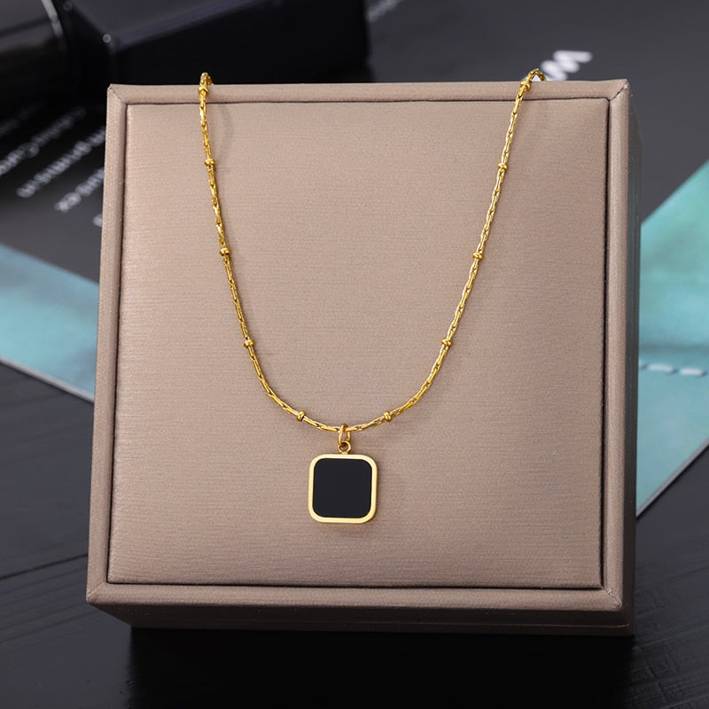 Evil Eye Necklace for Women Stainless Steel Gold Plated Feather Pendants Necklaces 2023 Trend Fashion Aesthetic Jewelry collares