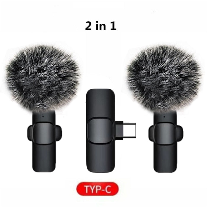 Wireless Lavalier Microphone Portable Audio Video Recording Mini Mic For iPhone Android Facebook Youtube Live Broadcast Gaming