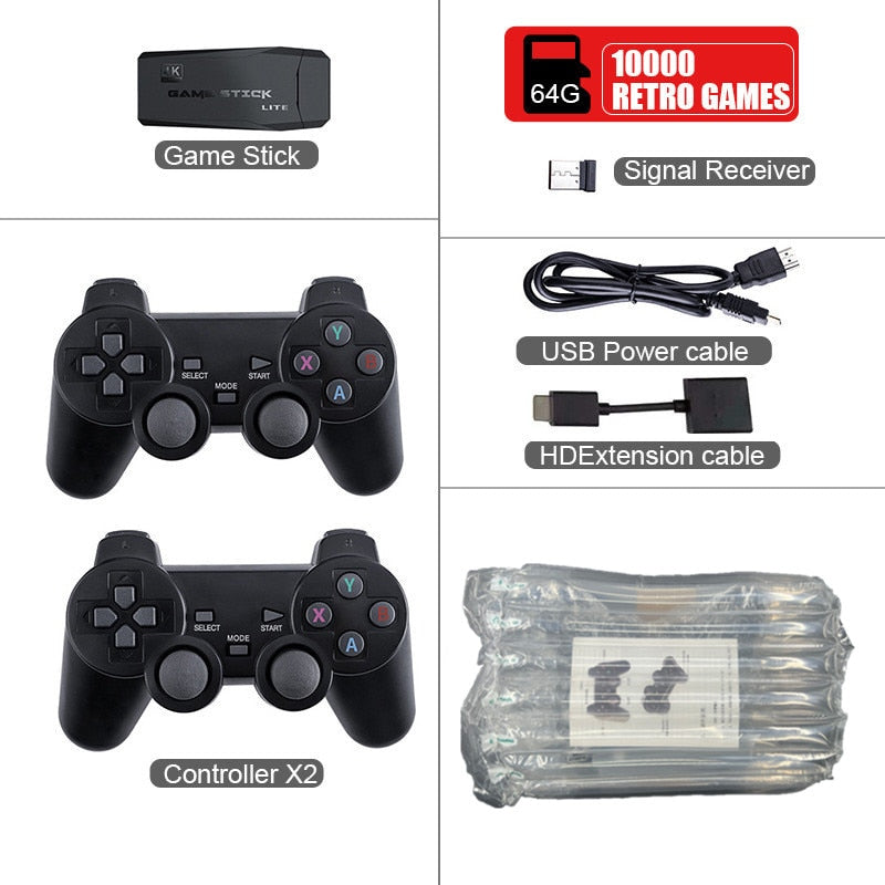 Video Game Console 2.4G Double Wireless Controller Game Stick 4K 10000 Games 64 32GB Retro Games for PS1/GBA Boy Christmas Gift