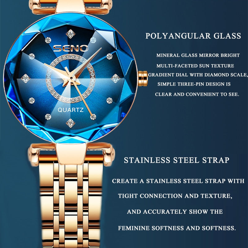 Steel Band Women&#39;s Watch Fashion Crystal Ladies Quartz Relogio Feminino Female Montre Reloj Mujer Zegarek Damski