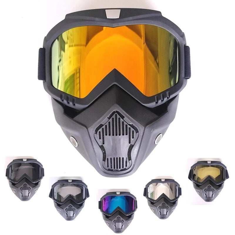 Unisex Ski Snowboard Mask Snowmobile Skiing Goggles Windproof Motocross Protective Glasses Safety Goggles with Mouth Filter