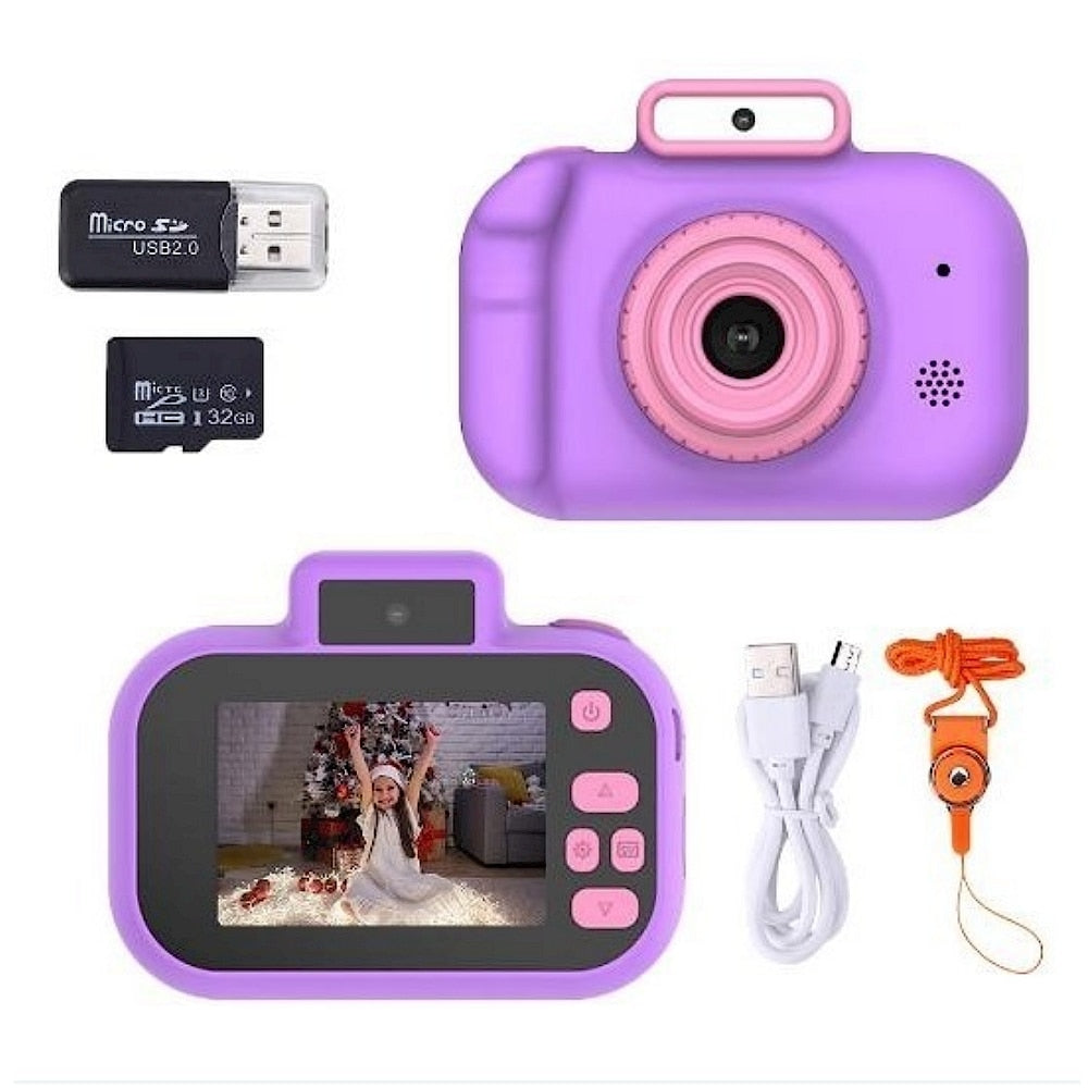 High-definition 4000W Front Rear Dual-camera 2 Inch HD IPS Screen Digital Kids Camera USB Charging with Lanyard Children&#39;s toys