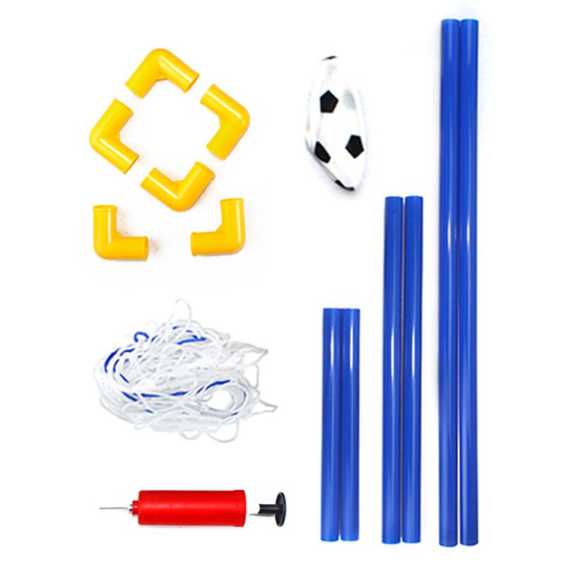 Children’s Rubber Inflatable Football Soccer Goal Assembly Set with Net & Pump for Indoor Outdoor Family Activity Toy