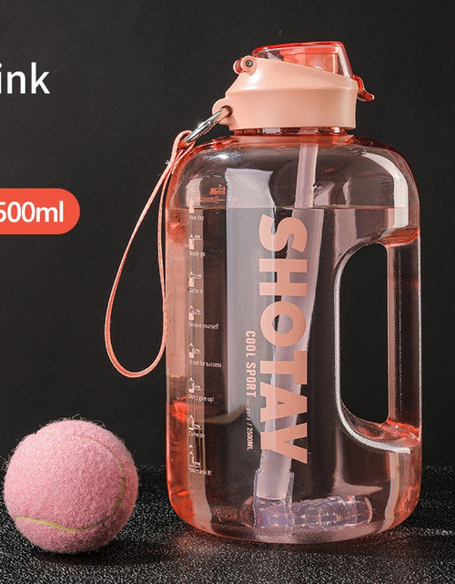 Load image into Gallery viewer, 2 Liter Water Bottle with Straw Large Portable Travel Bottles For Training Sport Fitness Cup with Time Scale FDA Free
