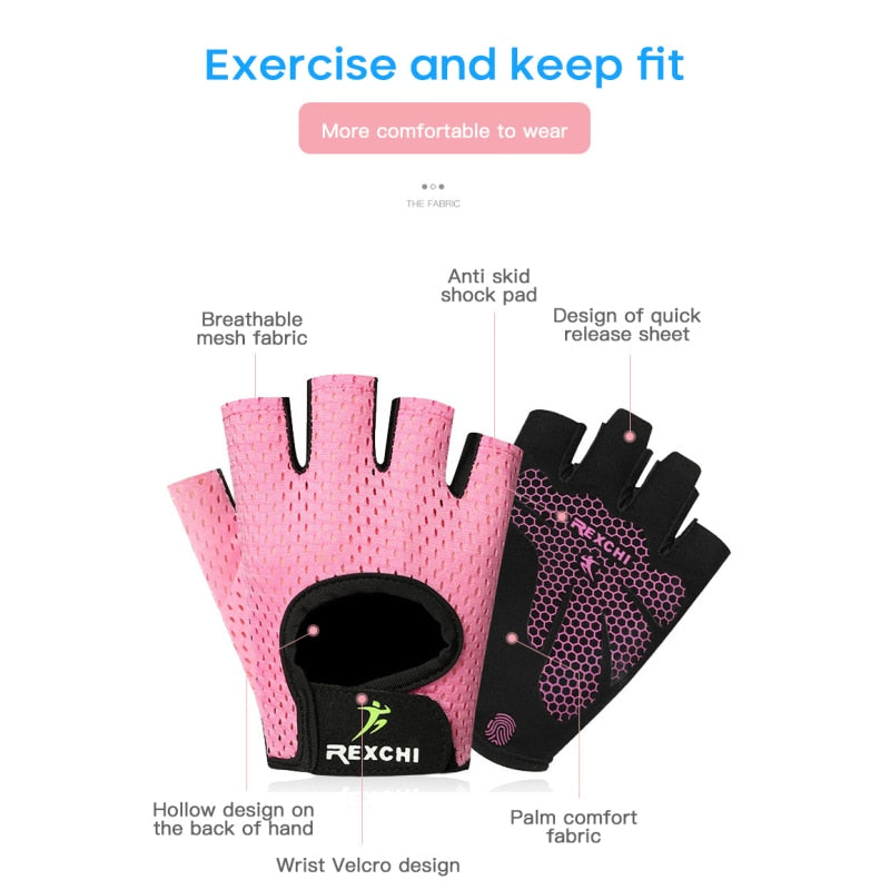 Summer Men's Fitness Gloves Gym Weightlifting Yoga Women Breathable Mitten Training Sports Non-slip Half Finger Cycling Gloves