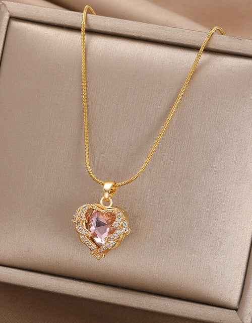 Load image into Gallery viewer, Delicate Enamel Heart Pendants Necklaces for Women Gold Color Black Red Love Drop Necklaces Fashion Jewelry envío gratis ofertas
