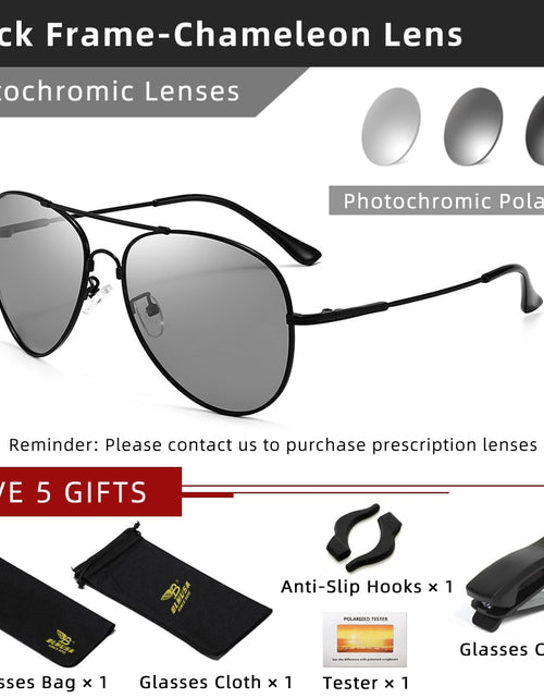 Load image into Gallery viewer, New Titanium Polarized Pilot Sunglasses Men Outdoor Car Driving Photochromic Memory metal Toad Sunglasses For Men UV400
