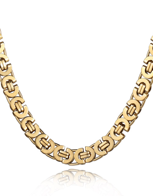 Load image into Gallery viewer, 7mm High quality Flat Byzantine Link Necklace For Mens Boys Gold Color Stainless Steel Heavy Luxury Jewelry
