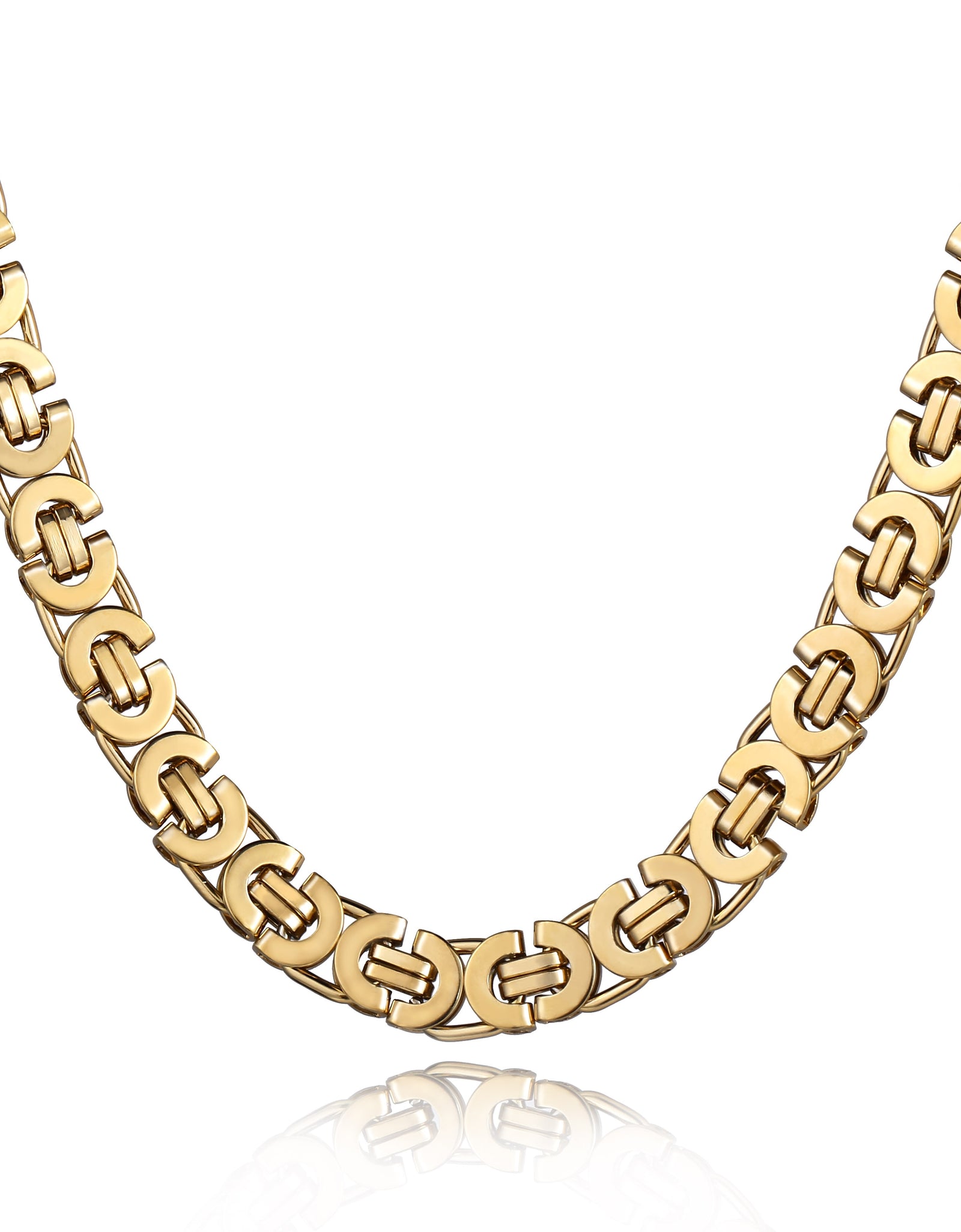 7mm High quality Flat Byzantine Link Necklace For Mens Boys Gold Color Stainless Steel Heavy Luxury Jewelry