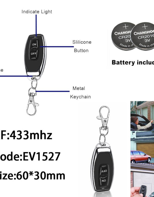 Load image into Gallery viewer, 433MHz Wireless Remote Control Switch AC110V 220V 10A 1CH Relay Module Receiver ON OFF Remote Control For Led Lights Bulb DIY
