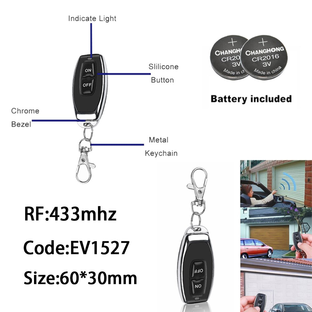 433MHz Wireless Remote Control Switch AC110V 220V 10A 1CH Relay Module Receiver ON OFF Remote Control For Led Lights Bulb DIY