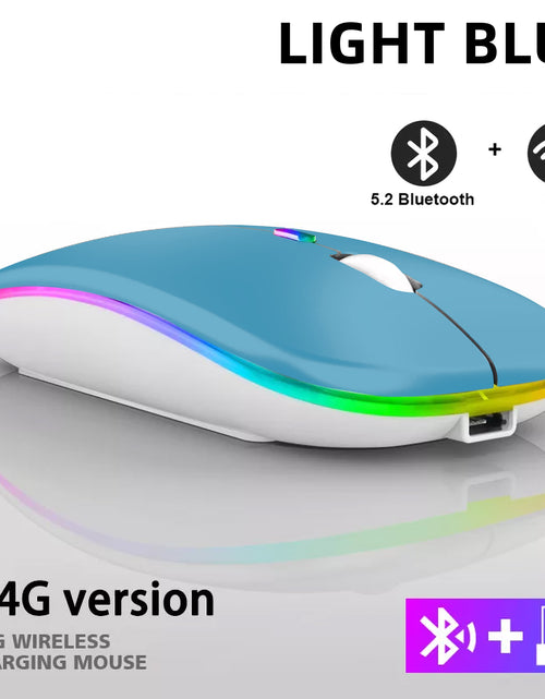 Load image into Gallery viewer, Rechargeable Bluetooth Wireless Mouse with 2.4GHz USB RGB 1600DPI Mouse for Computer Laptop Tablet PC Macbook Gaming Mouse Gamer
