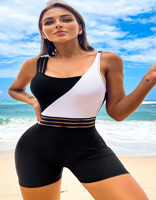 Load image into Gallery viewer, One Shoulder Cut Out Bikini One-Piece Swimsuit for Women Mesh Panel Patchwork Bikini Set Swimwear 2023 Bathing Suits Beachwear
