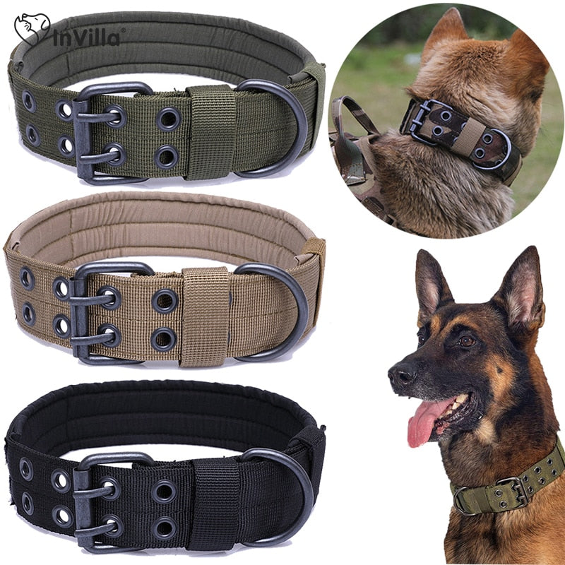 Durable Tactical Dogs Collar Leash Set Adjustable Military Pets Collars German Shepherd Training Medium Large Dog Accessories