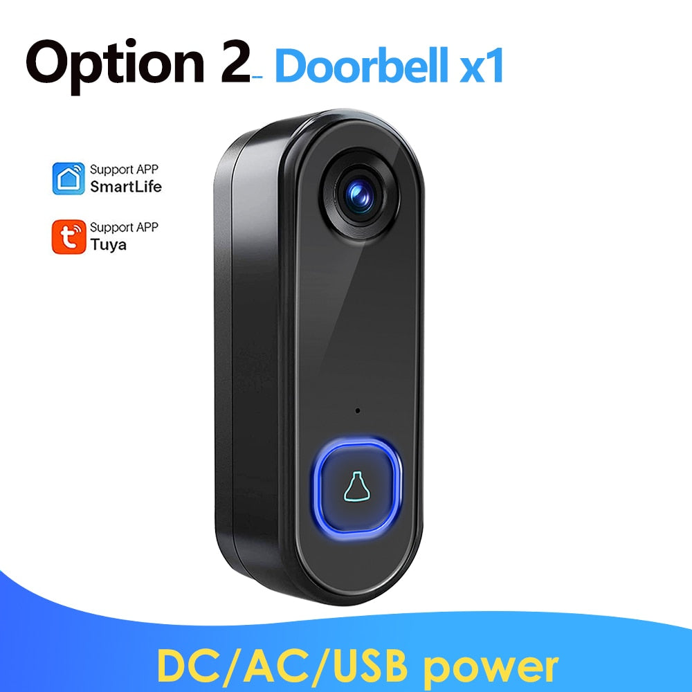 TUYA Video Doorbell WiFi  Wireless Outdoor Door Bell Camera AC DC Power 1080P Video Door Phone Waterproof IP65 Alexa Google Home