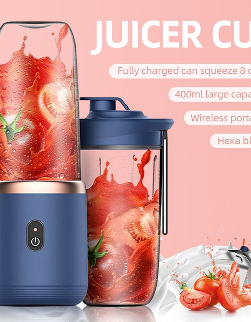 Load image into Gallery viewer, 6 Blades Portable Juicer Cup Juicer Fruit Juice Cup Automatic Small Electric Juicer Smoothie Blender Ice CrushCup Food Processor
