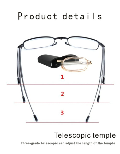 Load image into Gallery viewer, Portable Anti Blue Light Folding Reading Glasses With Case Men Women Telescopic Presbyopia Eyeglasses Elderly Glasses
