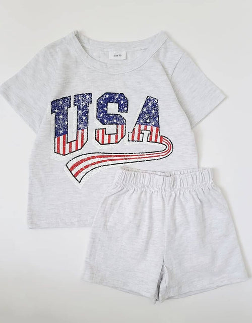 Load image into Gallery viewer, Baby Boys USA Print T-Shirt Romper Newborn Bebe Short Sleeve Sweatshirt Onesie Toddler Girls Romper 0-24M Jumpsuits 2023 Summer
