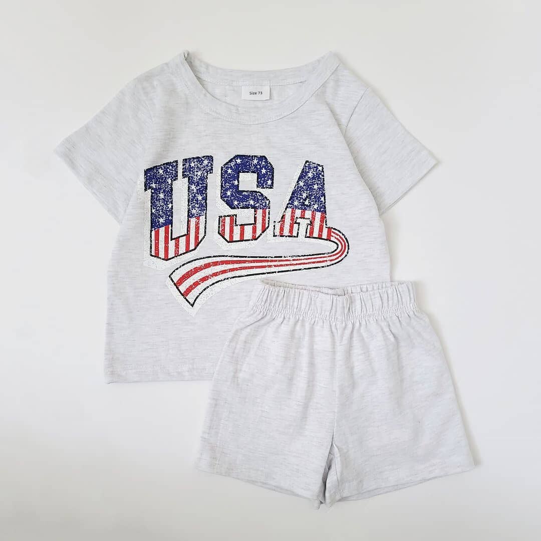 Baby Boys USA Print T-Shirt Romper Newborn Bebe Short Sleeve Sweatshirt Onesie Toddler Girls Romper 0-24M Jumpsuits 2023 Summer