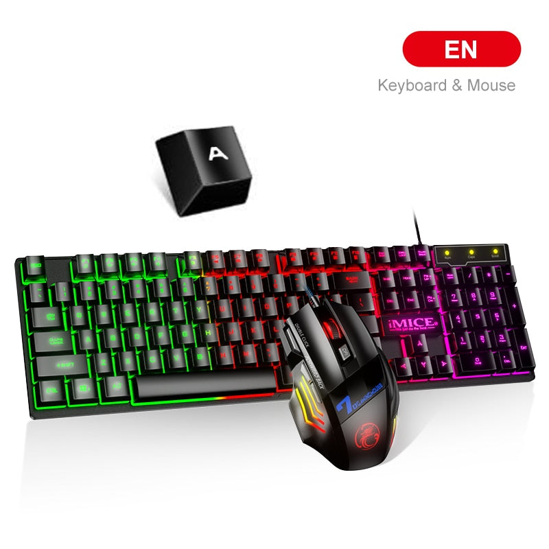 Gaming keyboard Gamer keyboard and Mouse With Backlight USB 104 keycaps Wired Ergonomic Russian Keyboard For PC Laptop