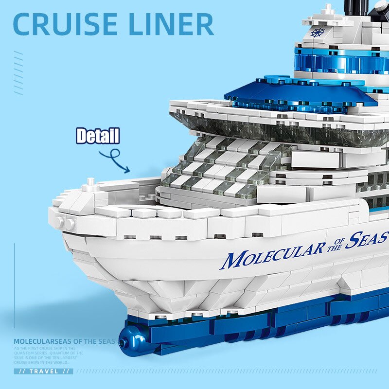 City 2428pcs Cruise Liner Mini Size Model Building Blocks Creative DIY Big Ship Ocean Liner White Boat Bricks Toys For Children