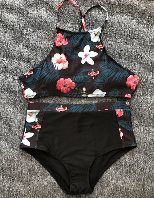 Load image into Gallery viewer, Floral Print Vest Bikini Sets Women High Waist Swimsuit Female Bathing Suit Summer Beachwear Swimming Costume Biquini
