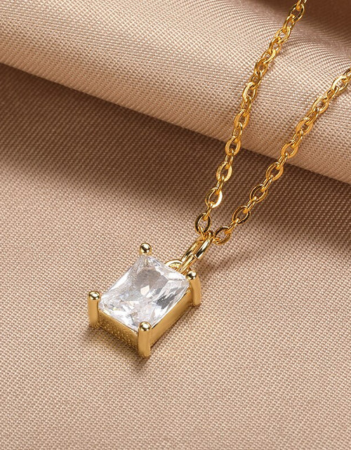 Load image into Gallery viewer, Korean Square Zircon Stone Pendant Necklaces  Color Stainless Steel Multicolor Crystal Necklaces Choker  collares para mujer
