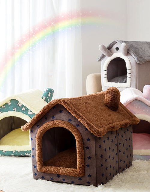 Load image into Gallery viewer, Soft Winter Cat Bed Deep Sleep House Dog Cat House Removable Cushion Enclosed Pet Bed For Cats Kittens Puppy Cama Gato Supplies
