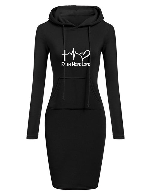 Load image into Gallery viewer, 2022 Spring Autumn Sweatshirt Long-Sleeved Dress Woman Clothing Hooded Collar Pocket Simple Casual Lady Dress Sweatshirt
