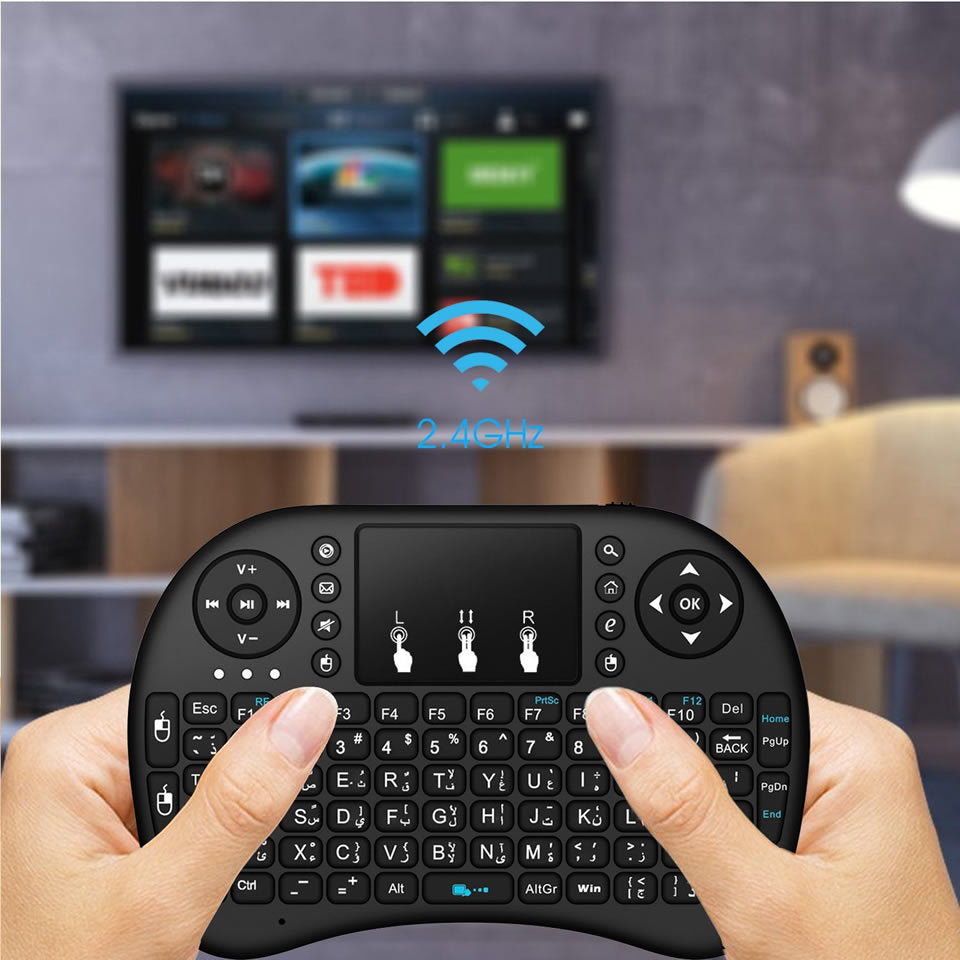 Mini Wireless Keyboard English Russian French Spanish Portuguese 2.4G Air Mouse Remote Touchpad for Android TV Box PC