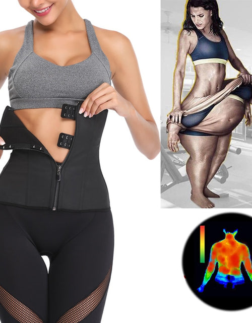 Load image into Gallery viewer, Women Latex Waist Trainer Body Shaper Corsets with Zipper Cincher Corset Top Slimming Belt Black Shapers Shapewear Plus Size
