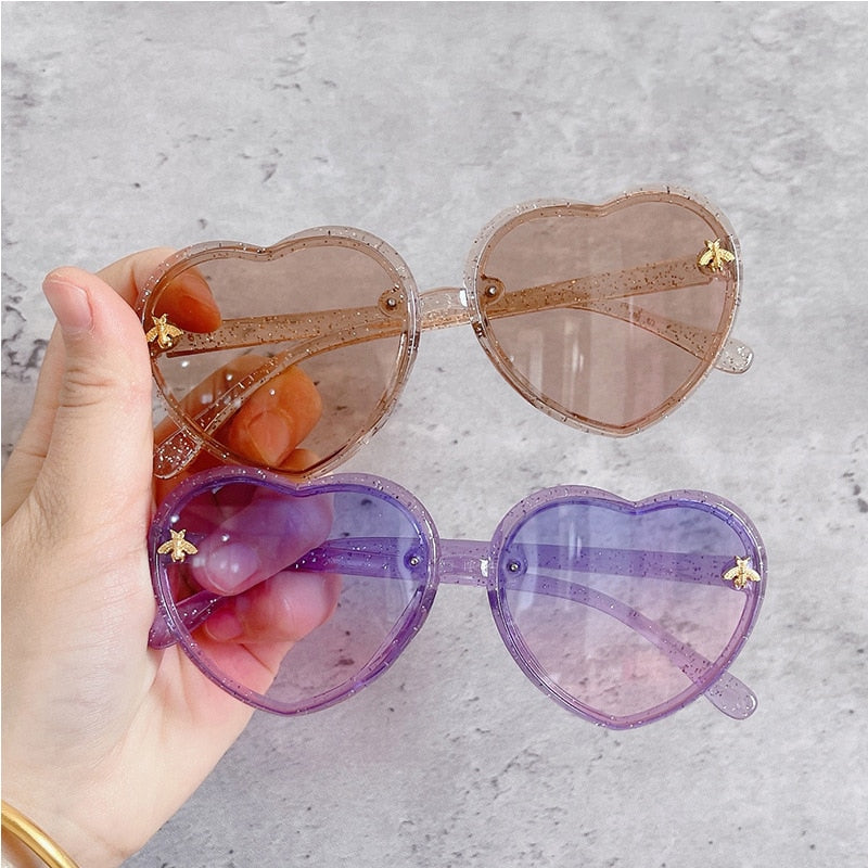 2023 Fashion Heart-Shape Sunglasses For Kids Retro Cute Pink Cartoon Sun Glasses Frame Girls Boys Baby Children Eyewear Goggles