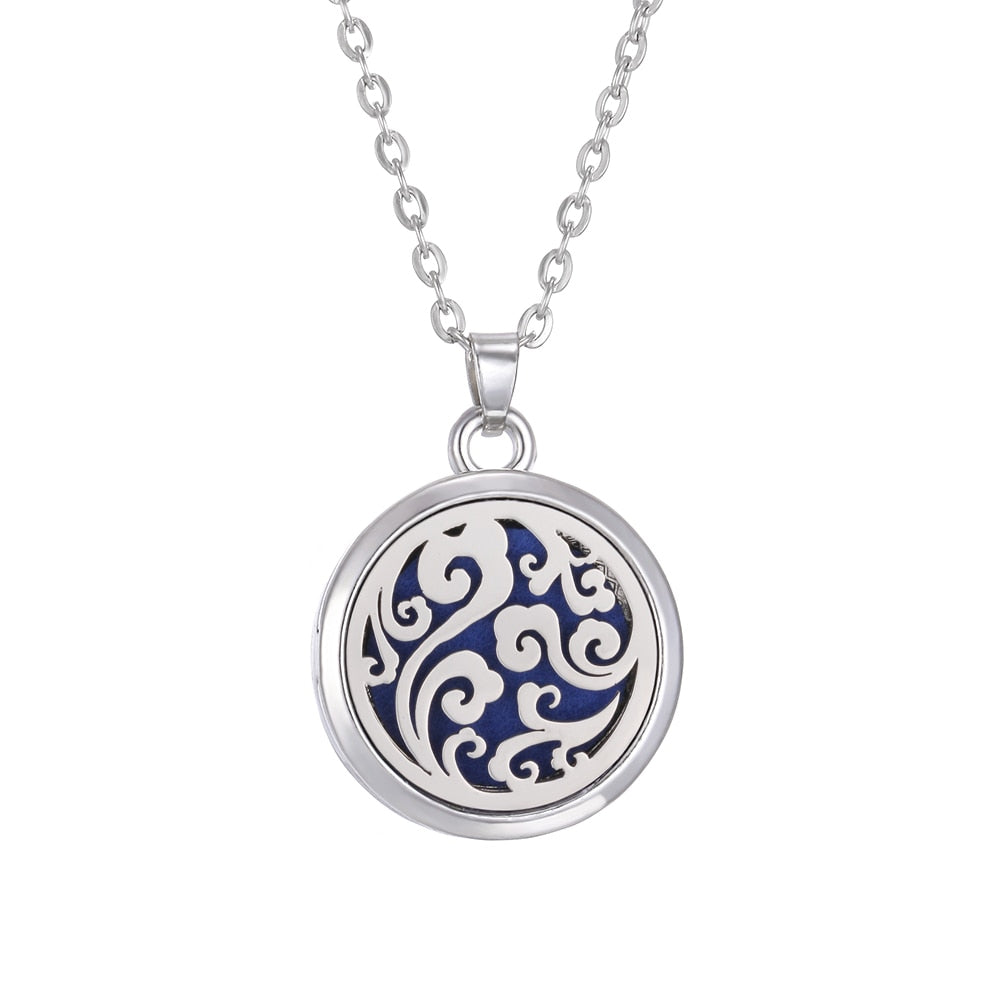 Tree of Life Aromatherapy Necklace Perfume Essential Oil Diffuser Open Stainless Steel  Locket Pendant Aroma Diffuser Necklace