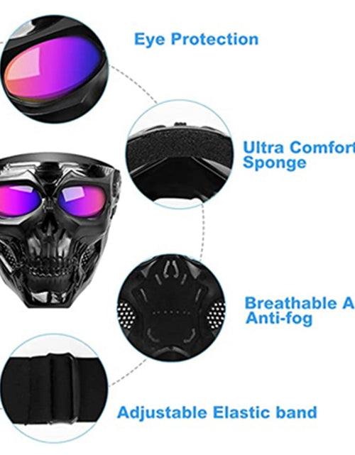 Load image into Gallery viewer, Cool Skull Motorcycle Face Mask with Goggles Modular Goggles Mask Open Face Motorcycle Helmet Moto Casco Cycling Headgear
