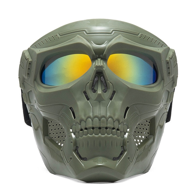 Cool Skull Motorcycle Face Mask with Goggles Modular Goggles Mask Open Face Motorcycle Helmet Moto Casco Cycling Headgear