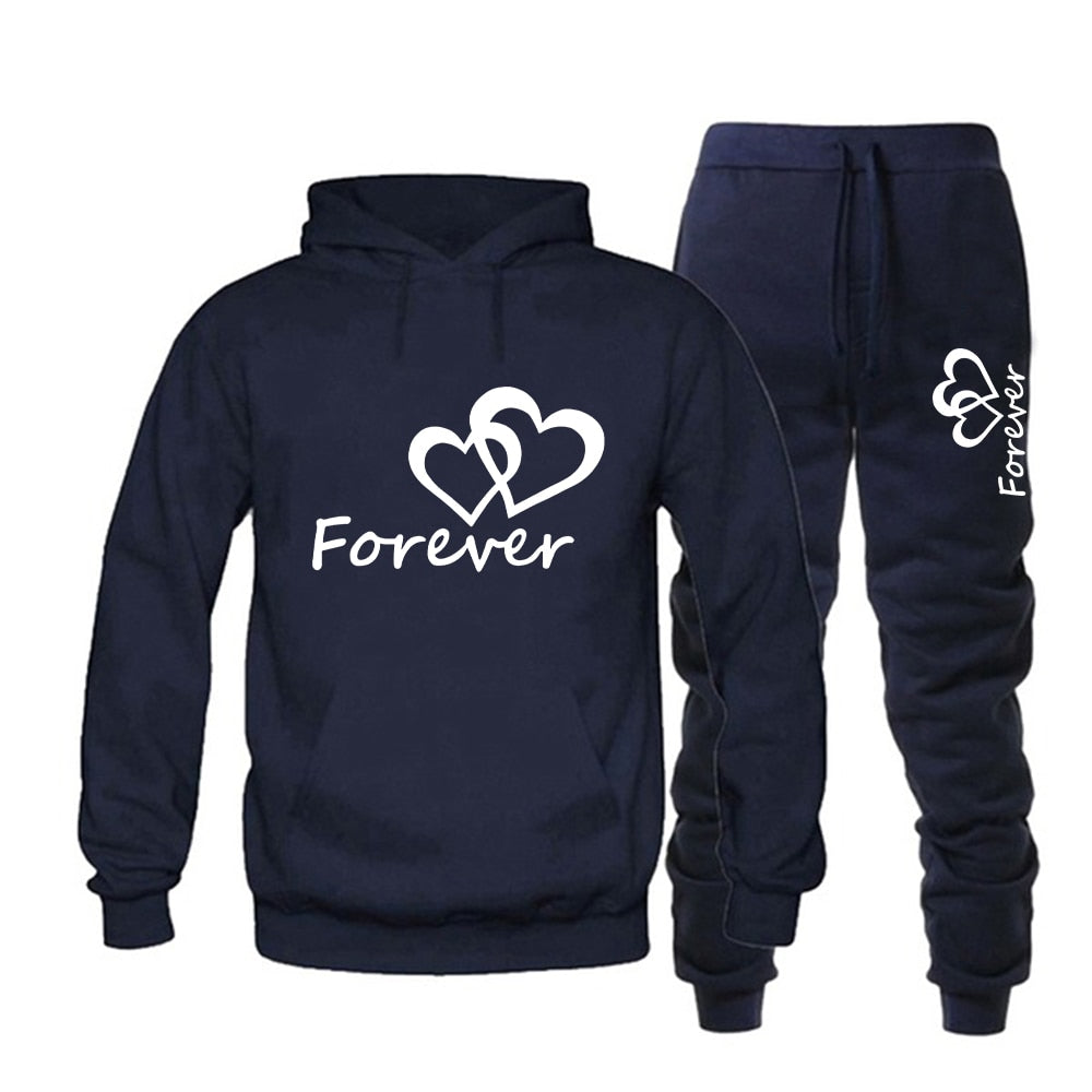 2022 Fashion Couple Sportwear Set Together and Forever Printed Hooded Suits 2PCS Set Hoodie and Pants S-4XL