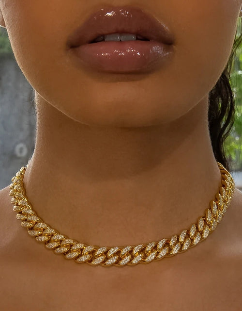 Load image into Gallery viewer, Initial Miami Punk Hip Hop Cuban Link Chain Necklace Iced Out Men&#39;s Baguette Bling Rapper Crystal Choker Necklace Jewelry Gift
