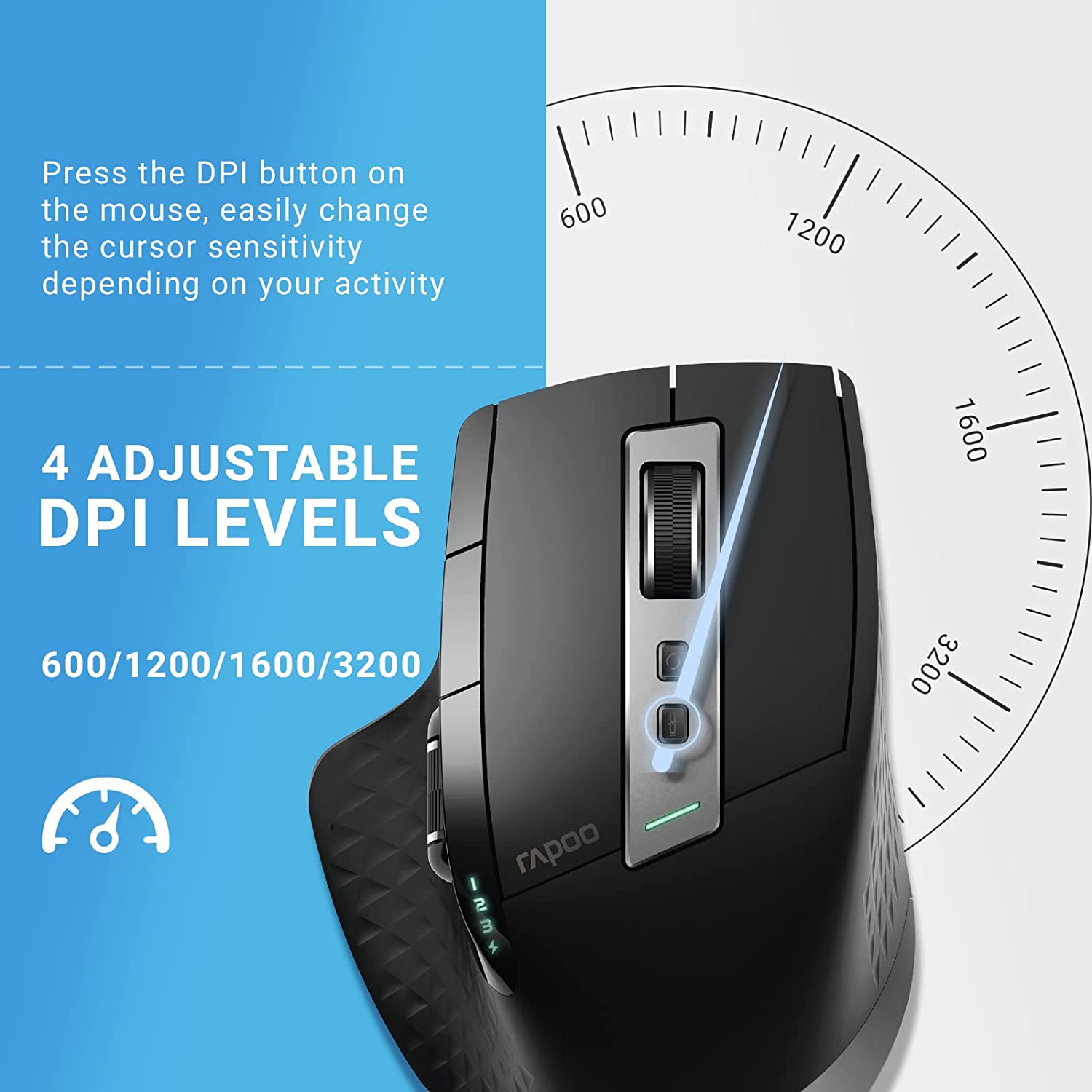 Multi-mode Rechargeable Wireless Mouse Ergonomic 3200 DPI Bluetooth Mouse Easy-Switch Up to 4 Devices Gaming Mouse