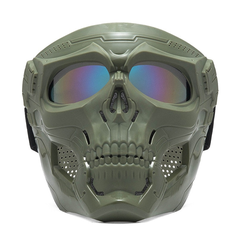 Cool Skull Motorcycle Face Mask with Goggles Modular Goggles Mask Open Face Motorcycle Helmet Moto Casco Cycling Headgear